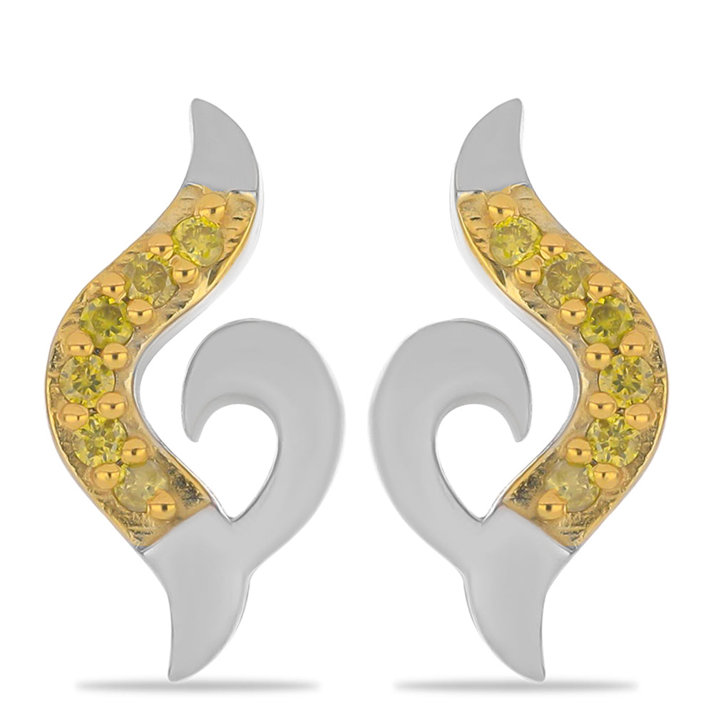 Pendientes de Plata con Diamante Amarillo