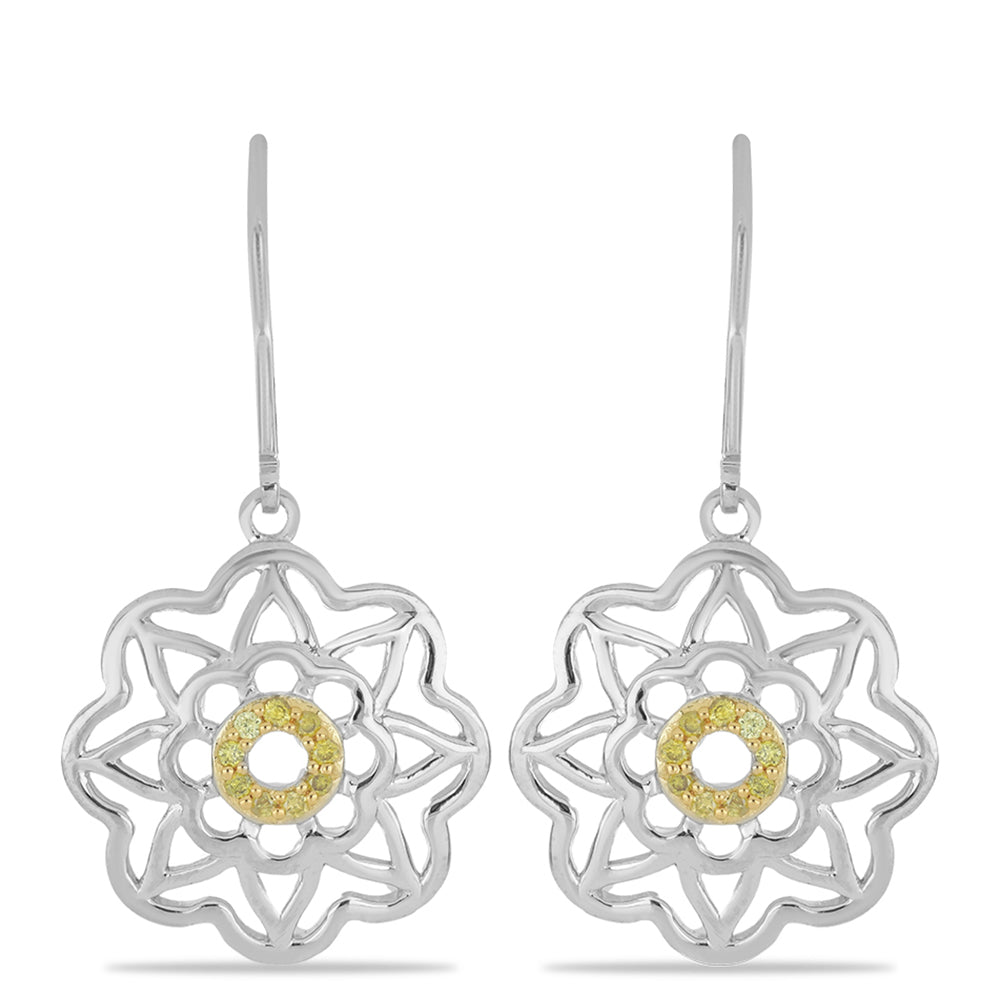 Pendientes de Plata con Diamante Amarillo