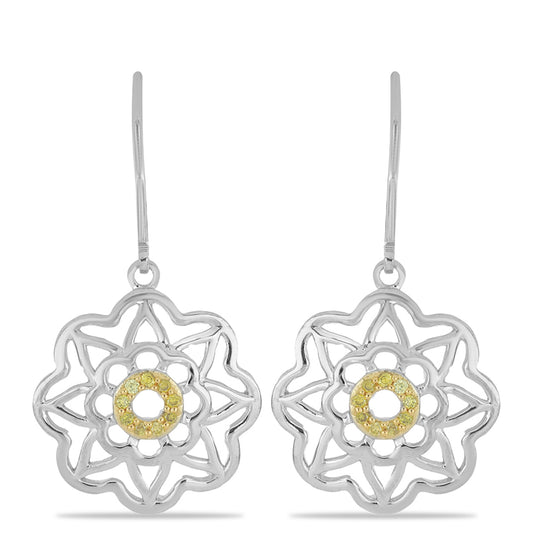 Pendientes de Plata con Diamante Amarillo