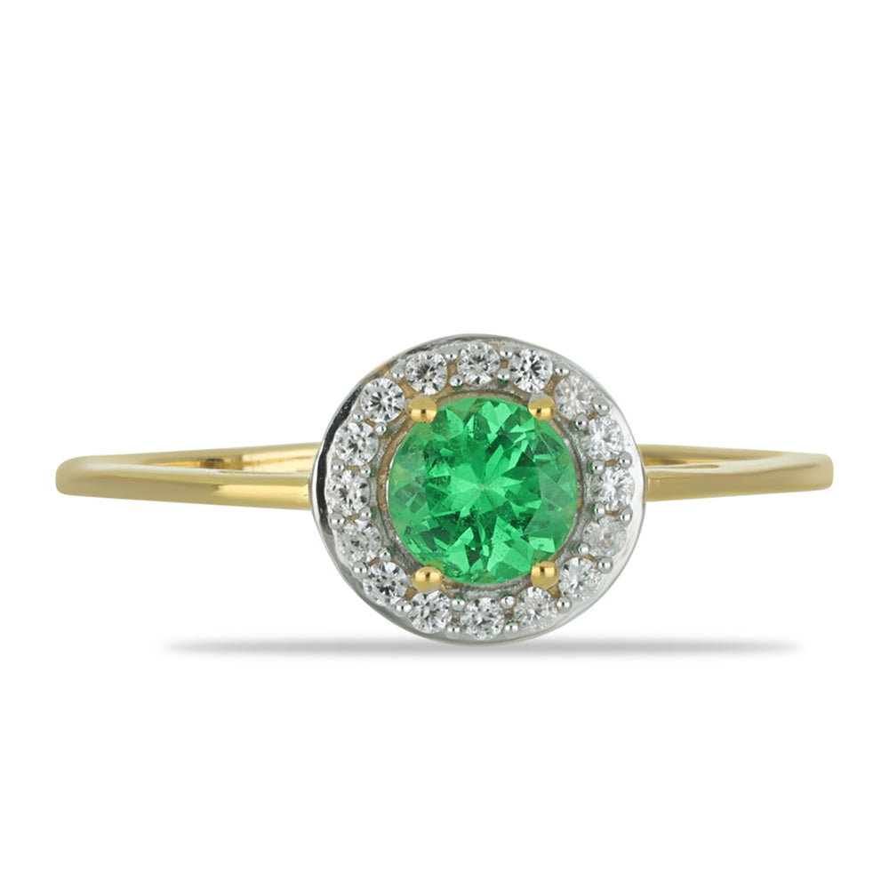 Anillo de Oro 9K con Granate de Tsavorite y Zircón blanco natural 1 