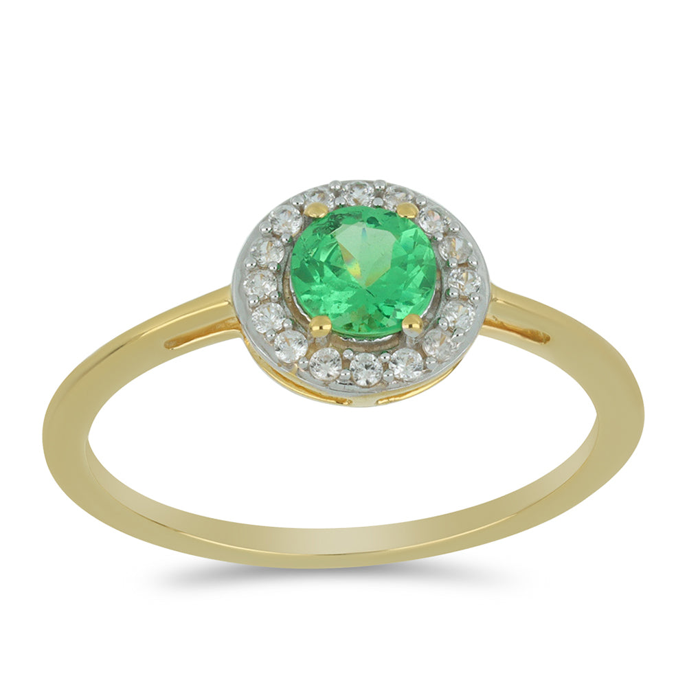 Anillo de Oro 9K con Granate de Tsavorite y Zircón blanco natural 3 