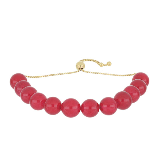 Pulsera de Plata Bañada en Oro con Ágata Roja