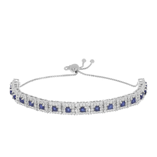 Pulsera de Plata con Zafiro Azul Australiano y Topacio Blanco