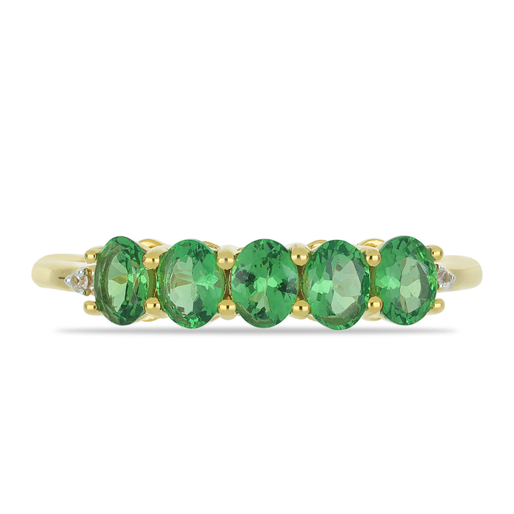 Anillo de Oro 9K con Granate de Tsavorite y Zircón blanco natural 1 