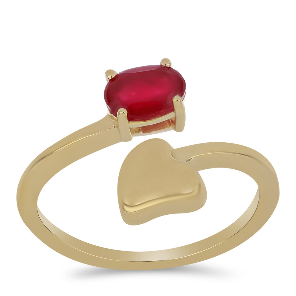 Anillo de Plata Bañada en Oro con Ágata Roja