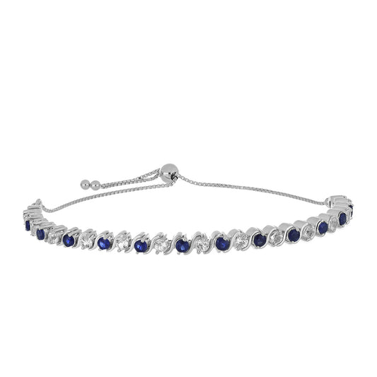 Pulsera de Plata con Zafiro Azul Australiano y Topacio Blanco