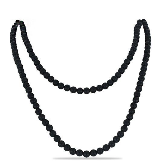 Collar de Plata Bañada en Oro con Obsidiana