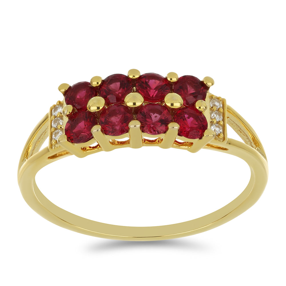 Anillo de Oro 9K con Espinela roja y Zircón blanco natural 3 