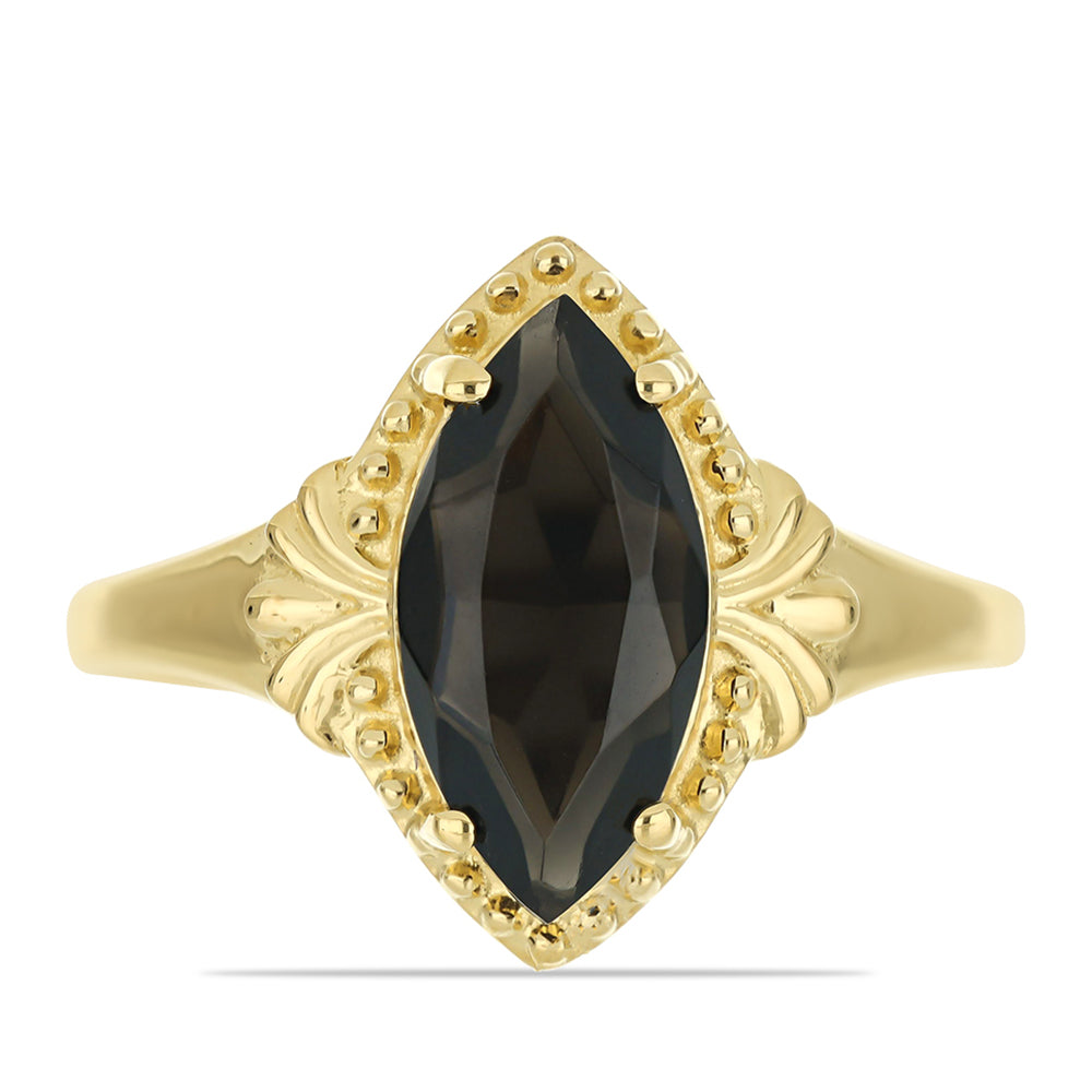 Anillo de Plata Bañada en Oro con Obsidiana