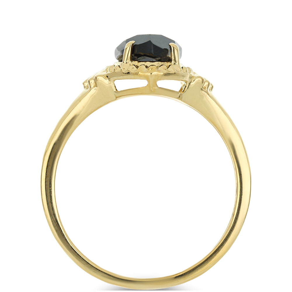 Anillo de Plata Bañada en Oro con Obsidiana