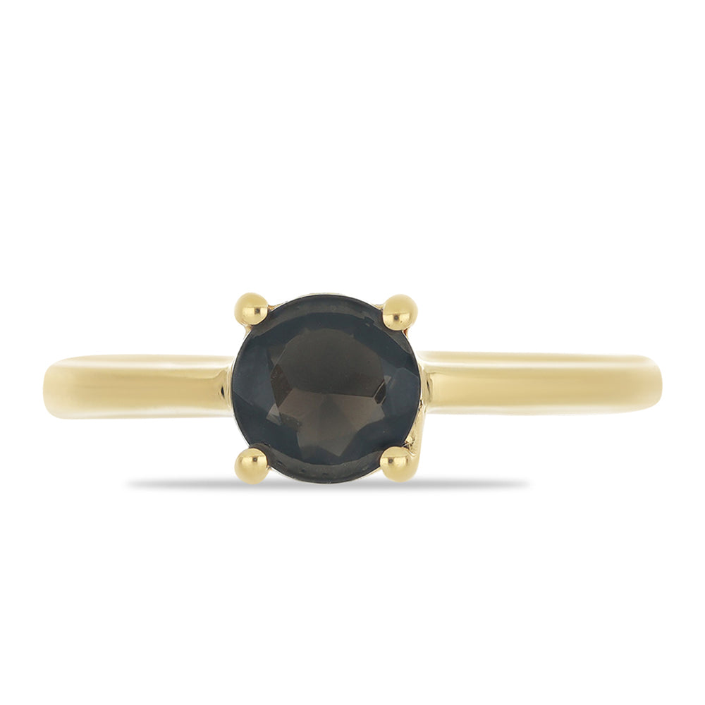 Anillo de Plata Bañada en Oro con Obsidiana 1 