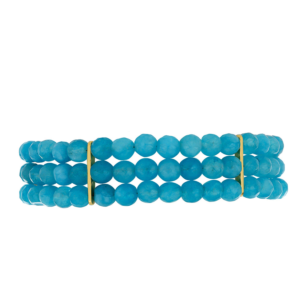 Pulsera de Plata Bañada en Oro con Calcedonia azul Paraiba 2 