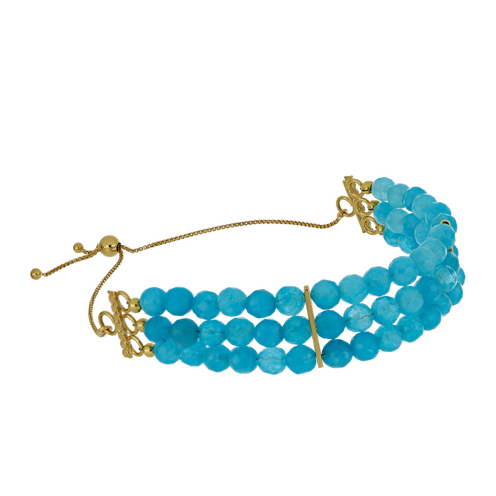 Pulsera de Plata Bañada en Oro con Calcedonia azul Paraiba 1 