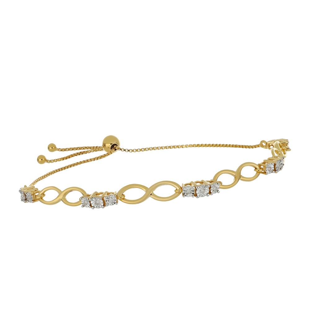 Pulsera de Plata Bañada en Oro con Diamante blanco