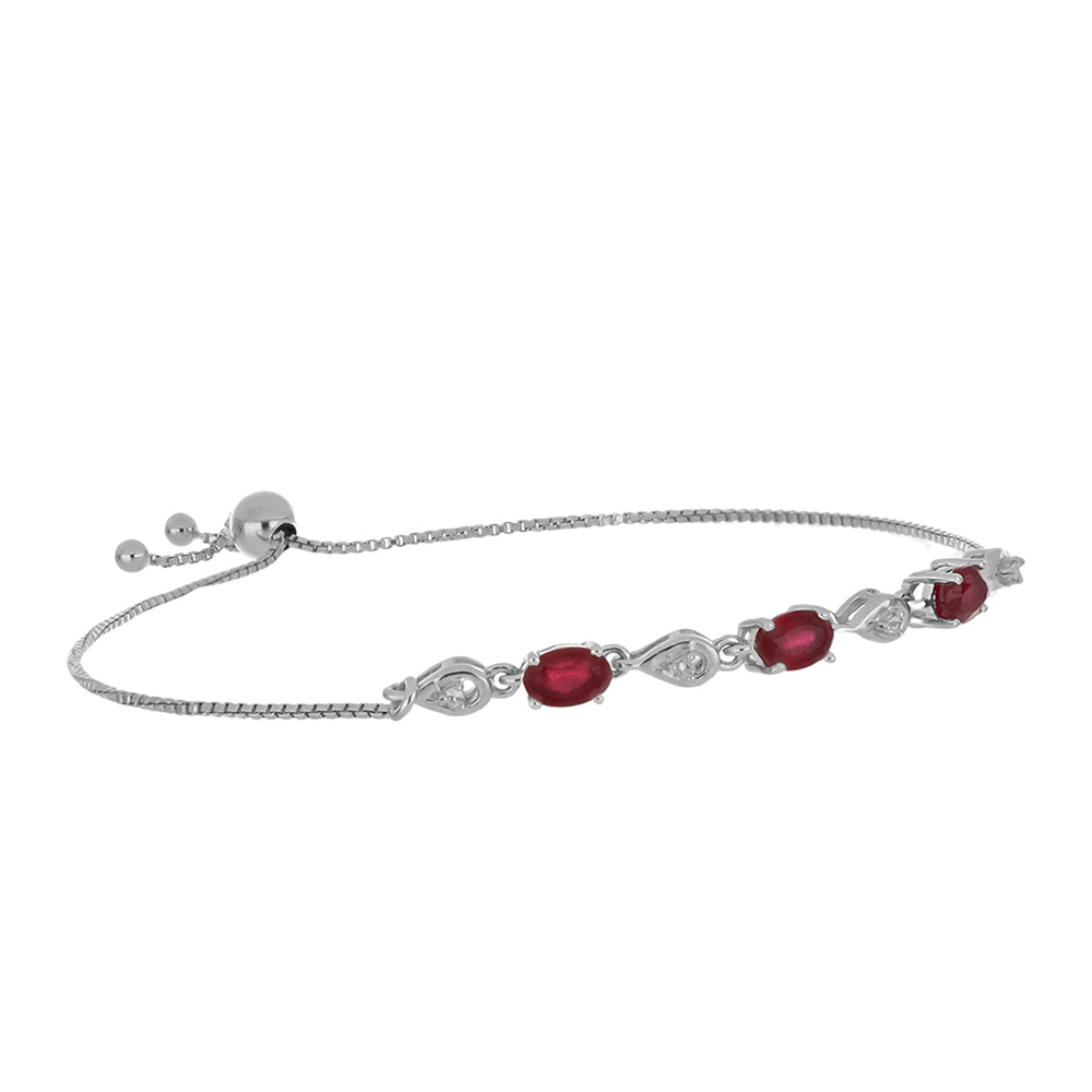 Pulsera de Plata con Rubí de Madagascar y Topacio Blanco 1 