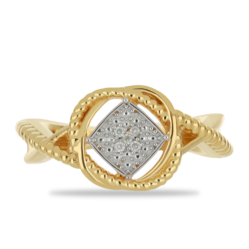 Anillo de Plata Bañada en Oro con Diamante blanco 1 