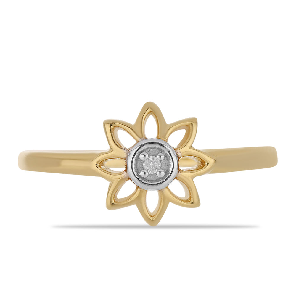 Anillo de Plata Bañada en Oro con Diamante blanco 1 