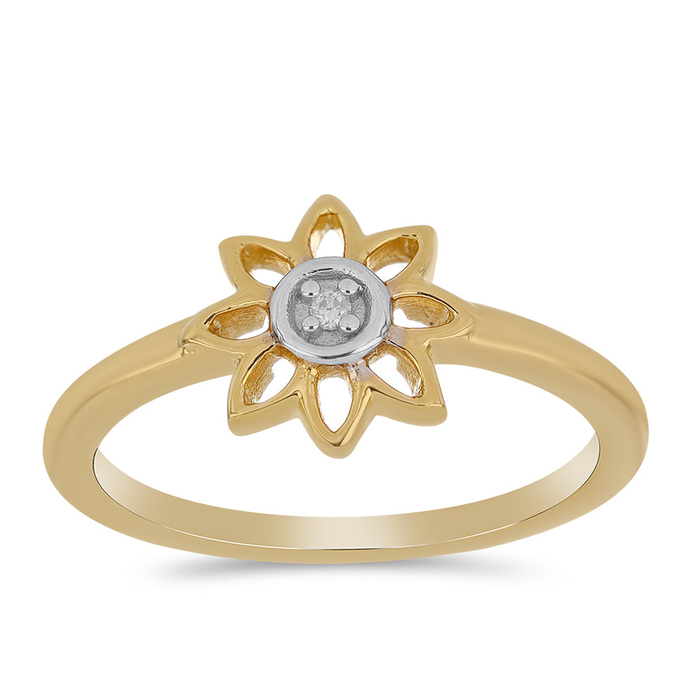 Anillo de Plata Bañada en Oro con Diamante blanco 3 