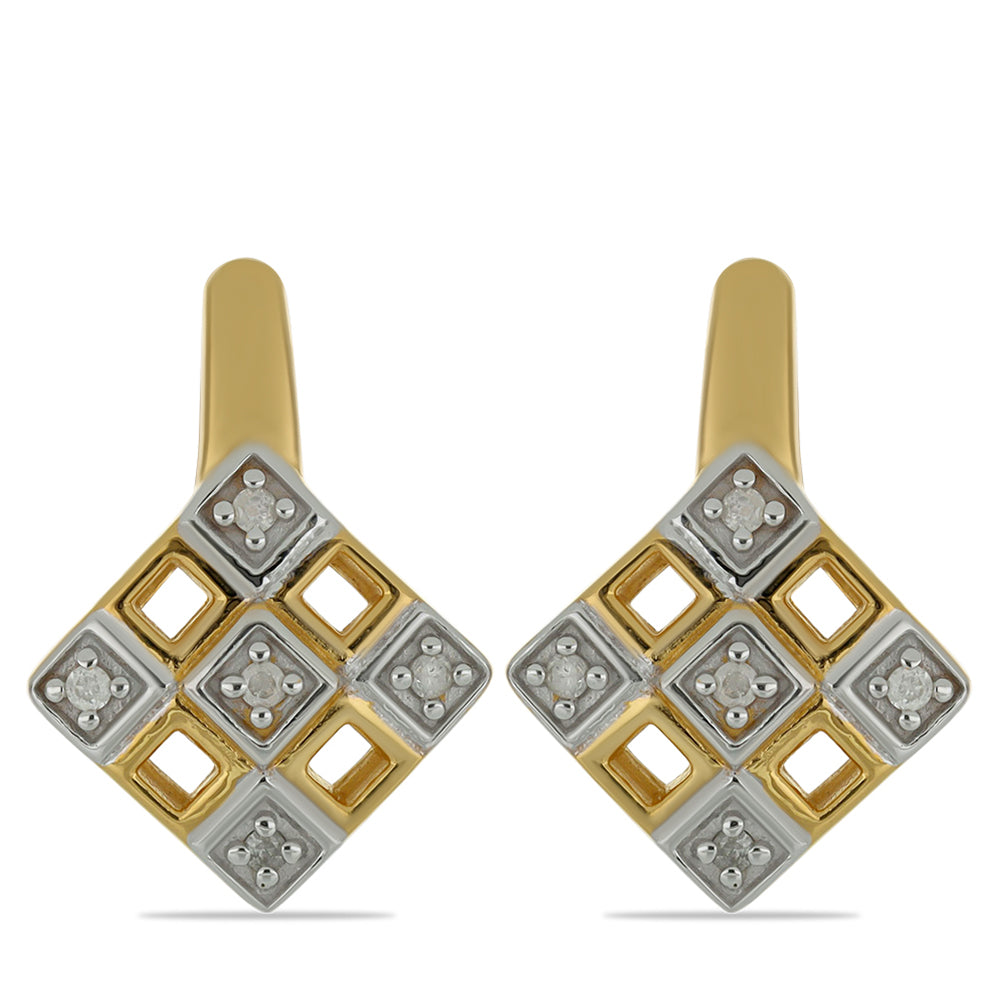 Pendientes de Plata Bañada en Oro con Diamante blanco 1 