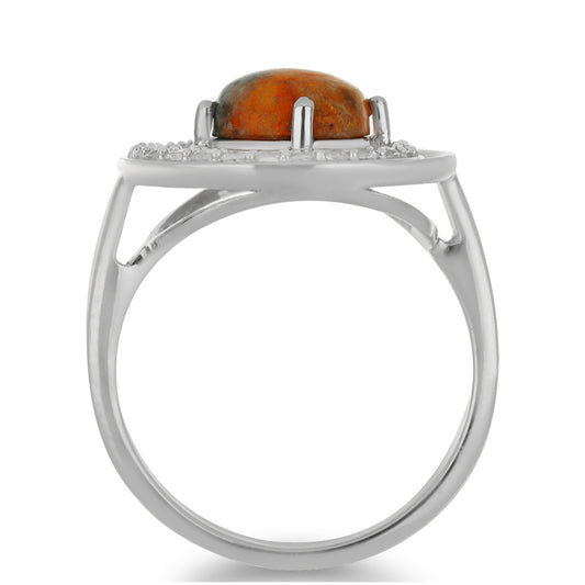 Anillo de Plata con Jasper de Bumble Bee y Topacio Blanco