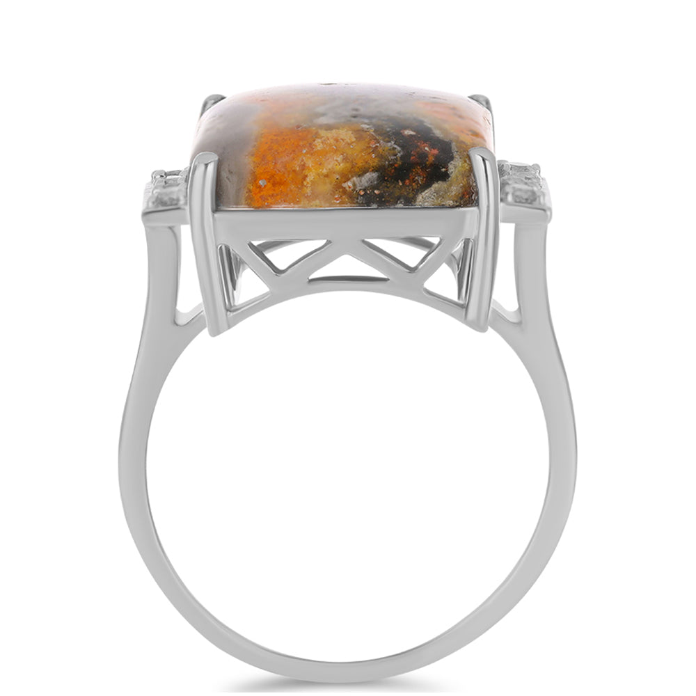 Anillo de Plata con Jasper de Bumble Bee y Topacio Blanco