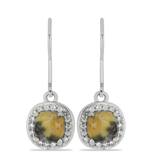 Pendientes de Plata con Jasper de Bumble Bee y Topacio Blanco