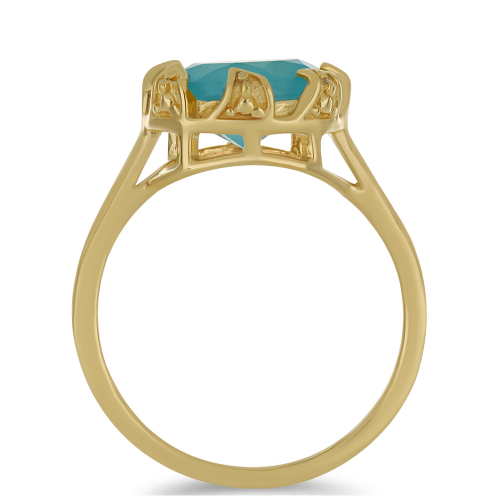 Anillo de Plata Bañada en Oro con Calcedonia azul Paraiba 2 