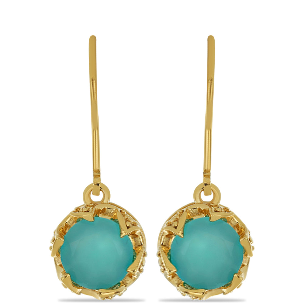 Pendientes de Plata Bañada en Oro con Calcedonia azul Paraiba