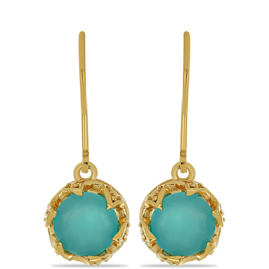 Pendientes de Plata Bañada en Oro con Calcedonia azul Paraiba