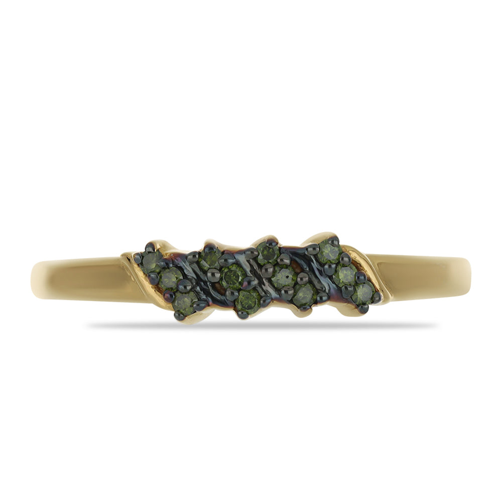 Anillo de Plata Bañada en Oro con Diamante Verde 1 