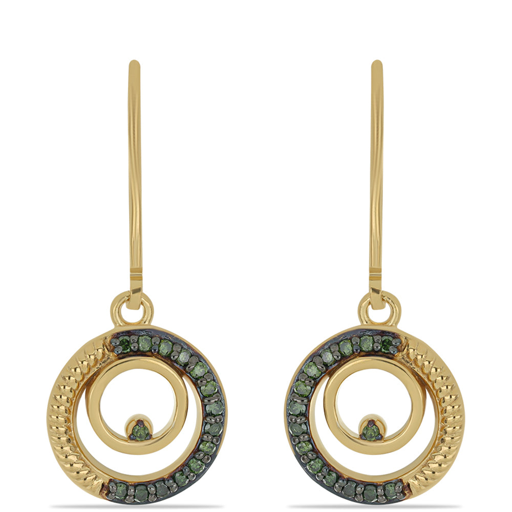 Pendientes de Plata Bañada en Oro con Diamante Verde 1 