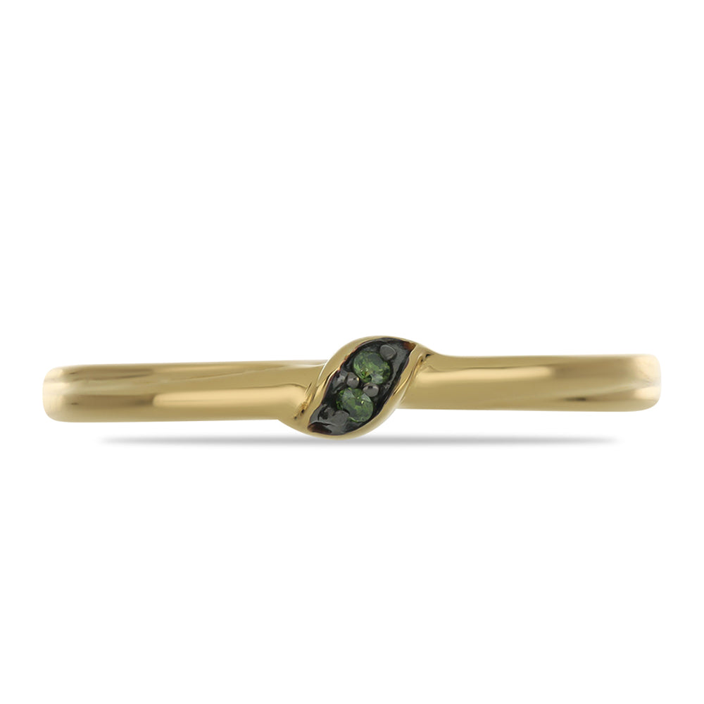 Anillo de Plata Bañada en Oro con Diamante Verde