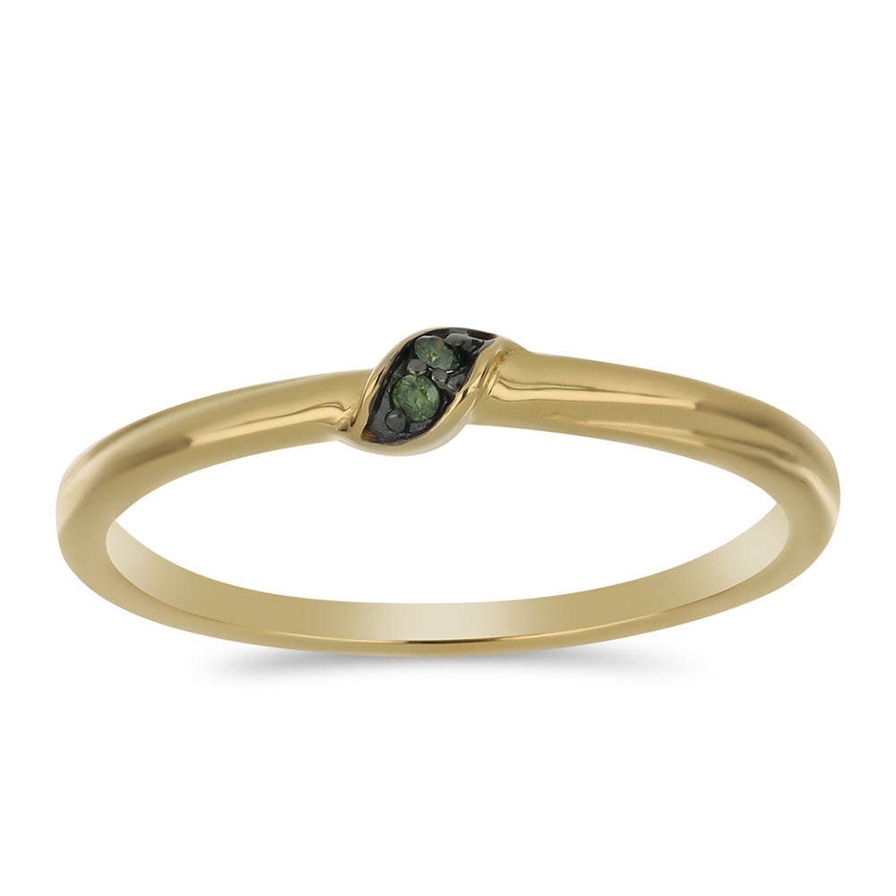 Anillo de Plata Bañada en Oro con Diamante Verde