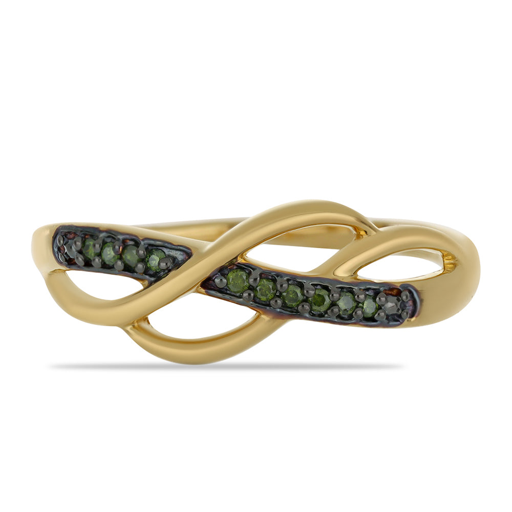 Anillo de Plata Bañada en Oro con Diamante Verde 1 