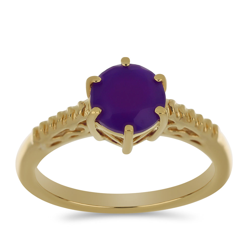Anillo de Plata Bañada en Oro con Ágata Púrpura 3 