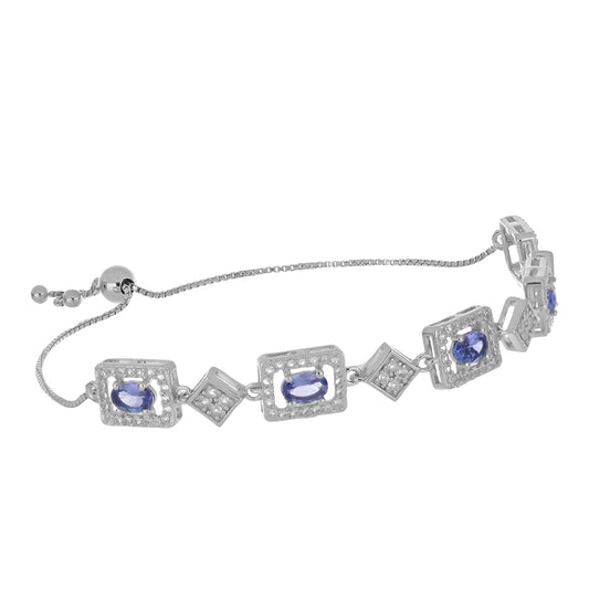 Pulsera de Plata con Tanzanita y Topacio Blanco