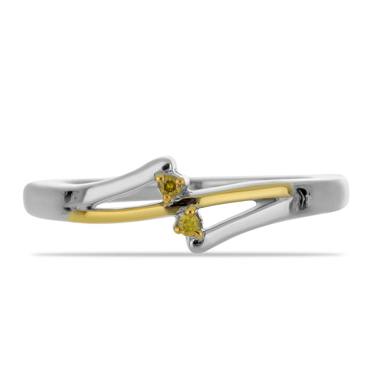 Anillo de Plata Bañada en Oro con Diamante Amarillo