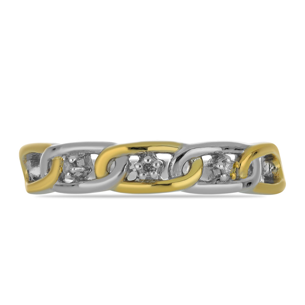 Anillo de Plata Bañada en Oro con Diamante Amarillo 1 