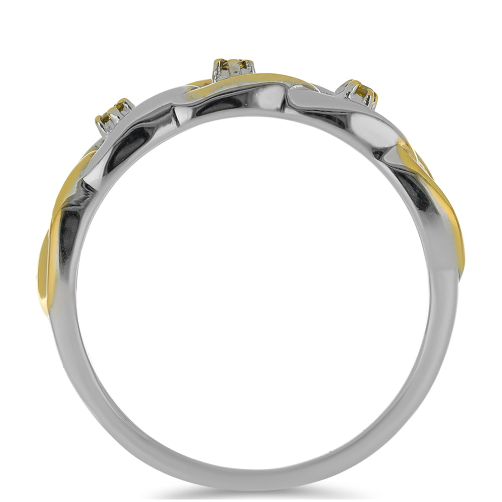 Anillo de Plata Bañada en Oro con Diamante Amarillo 2 