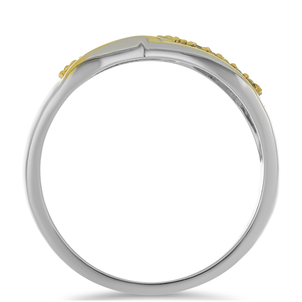 Anillo de Plata Bañada en Oro con Diamante Amarillo 2 