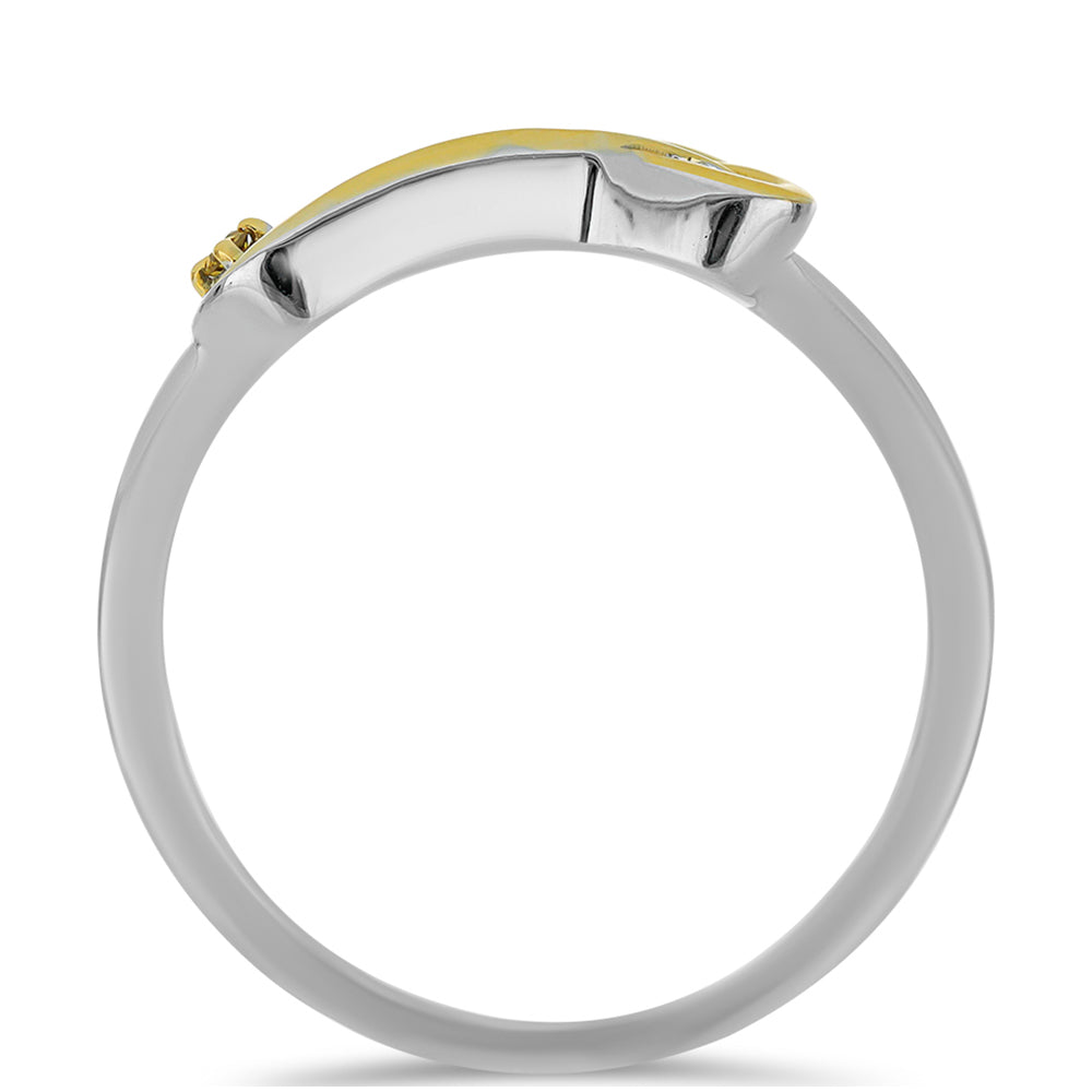 Anillo de Plata Bañada en Oro con Diamante Amarillo 2 