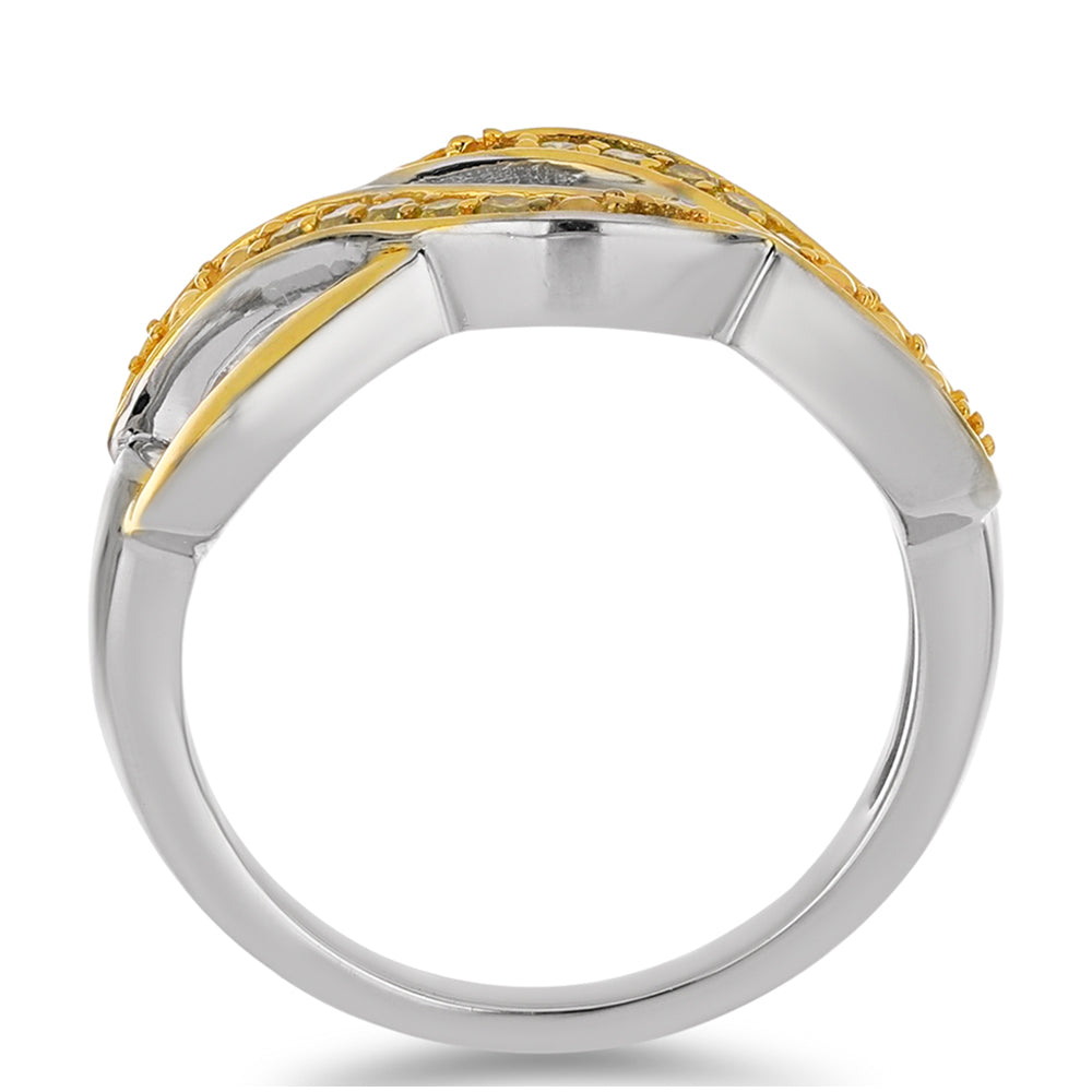 Anillo de Plata Bañada en Oro con Diamante Amarillo