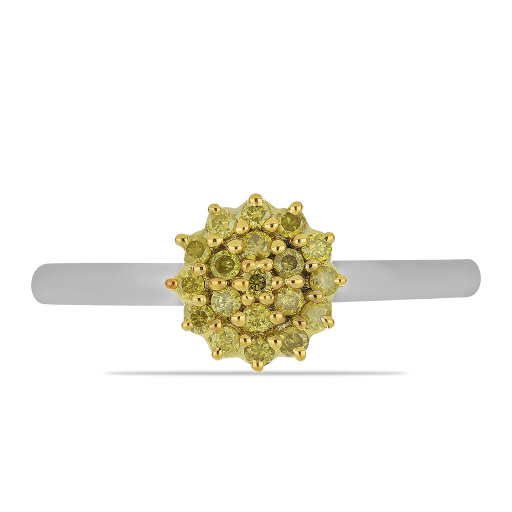 Anillo de Plata Bañada en Oro con Diamante Amarillo 1 