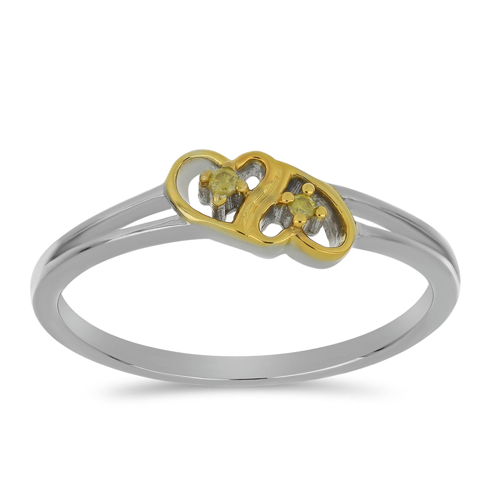 Anillo de Plata Bañada en Oro con Diamante Amarillo