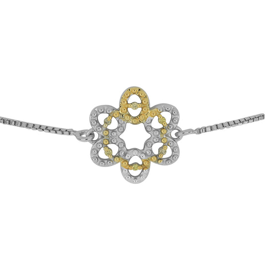 Pulsera de Plata Bañada en Oro con Diamante Amarillo