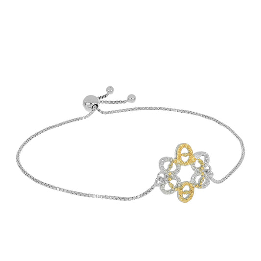 Pulsera de Plata Bañada en Oro con Diamante Amarillo