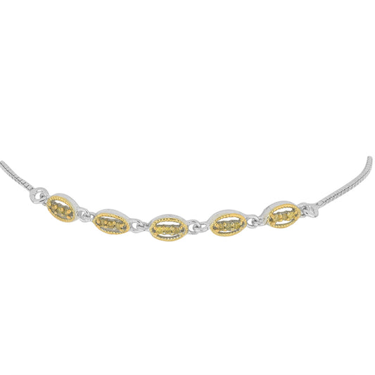 Pulsera de Plata Bañada en Oro con Diamante Amarillo