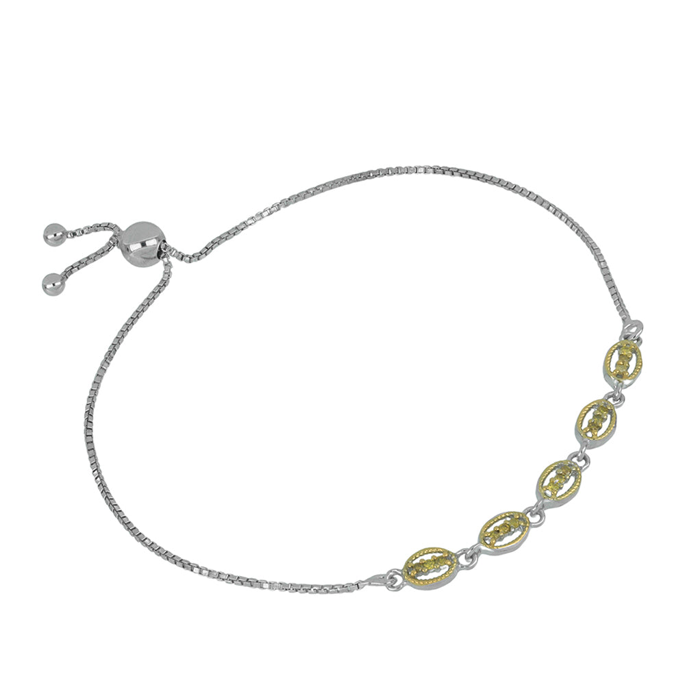 Pulsera de Plata Bañada en Oro con Diamante Amarillo 1 