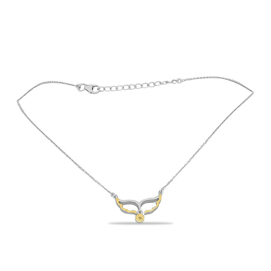 Collar de Plata Bañada en Oro con Diamante Amarillo