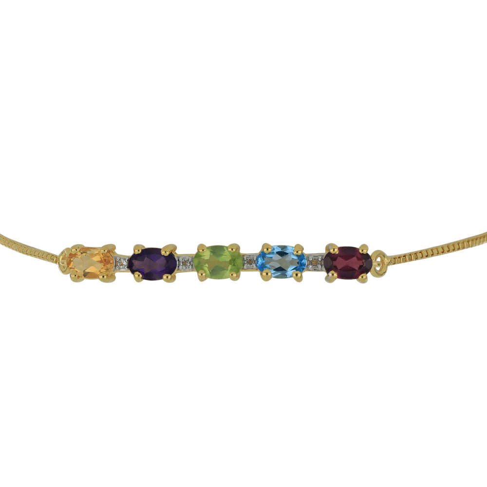 Pulsera de Plata Bañada en Oro con Granate Rodolita de Minas Gerais y Citrino de los Montes Urales 2 